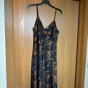 A new day black and brown floral silk dress